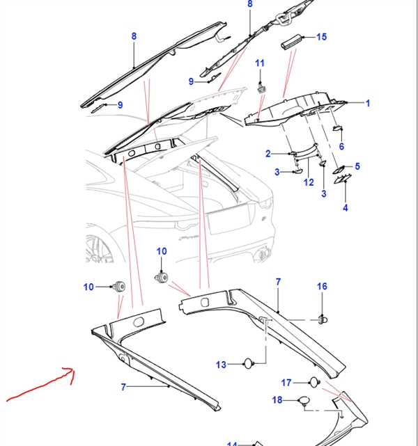 Jaguar bagagerumsliste til type F fra 2014